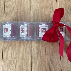 Scented Sealed LOVE Candles Boxed set: 4 candles in glass holders.